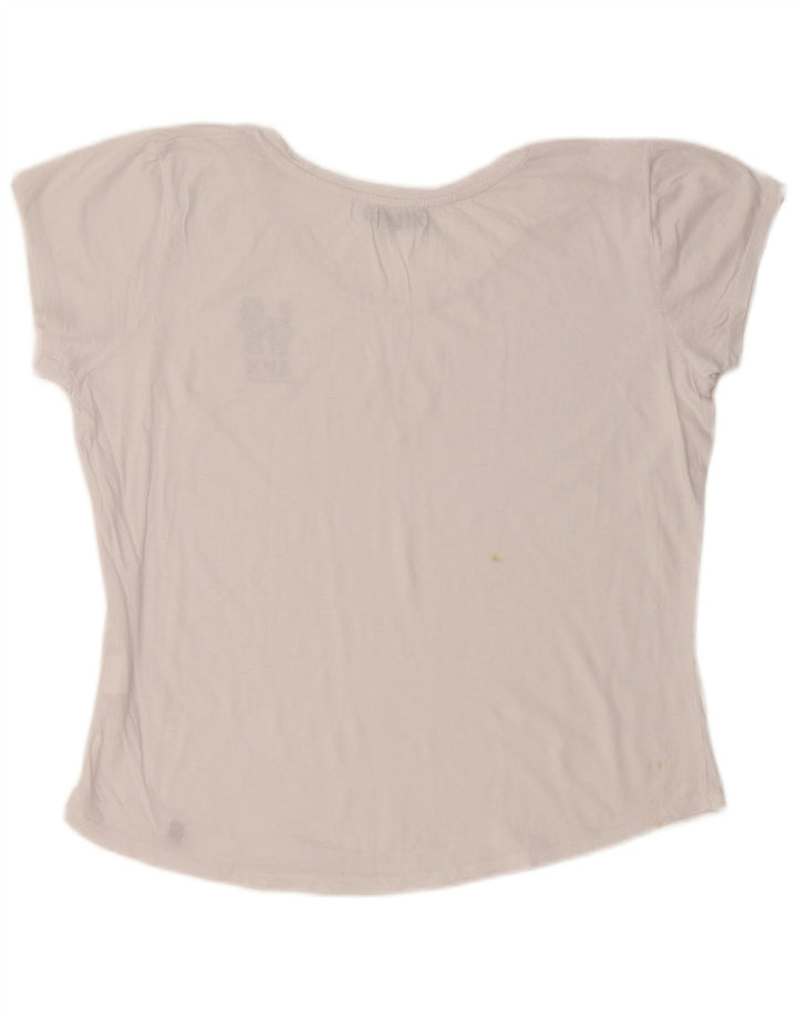 Γυναικείο γραφικό μπλουζάκι AVIREX Crop Top UK 22 2XL Λευκό βαμβακερό