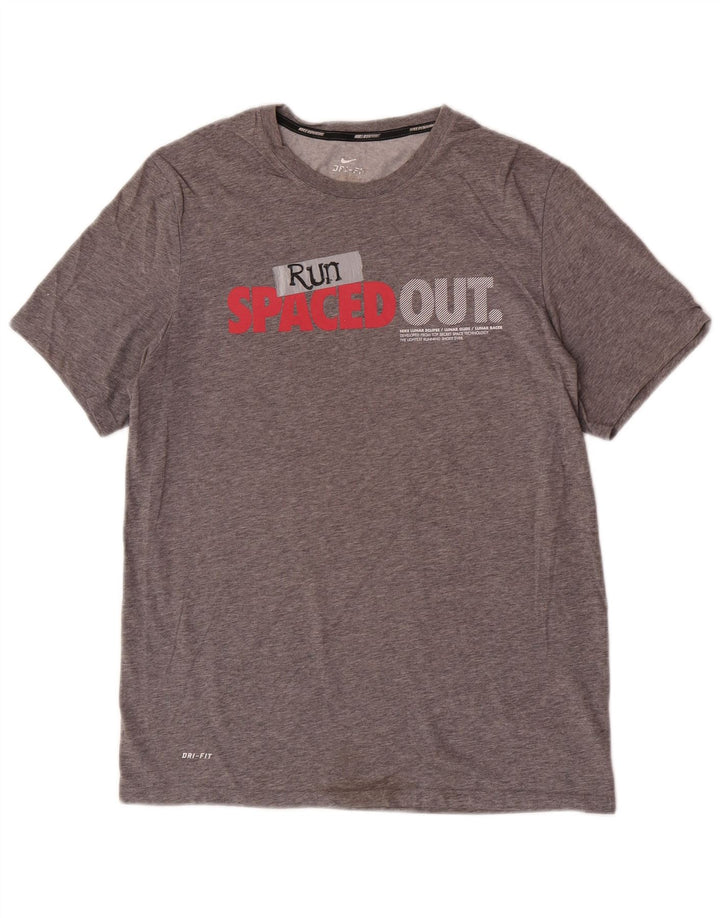 Μπλουζάκι Nike ανδρικό Dri Fit γραφικό μπλουζάκι, μεσαίο βαμβακερό γκρι