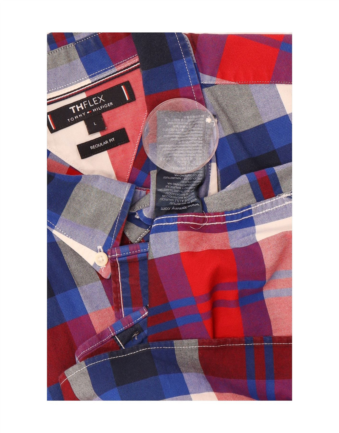 TOMMY HILFIGER Mens Regular Fit Shirt Large Red Check Cotton Vintage Tommy Hilfiger and Second-Hand Tommy Hilfiger from Messina Hembry 