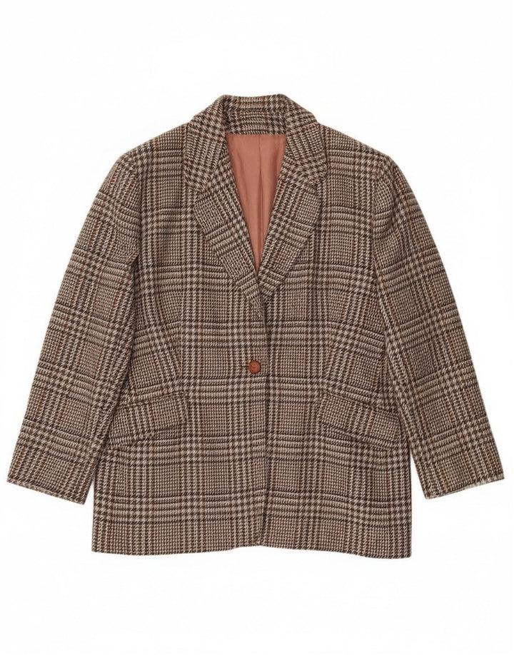 Vintage γυναικείο μπουφάν σακάκι UK 20 2XL Καφέ μαλλί