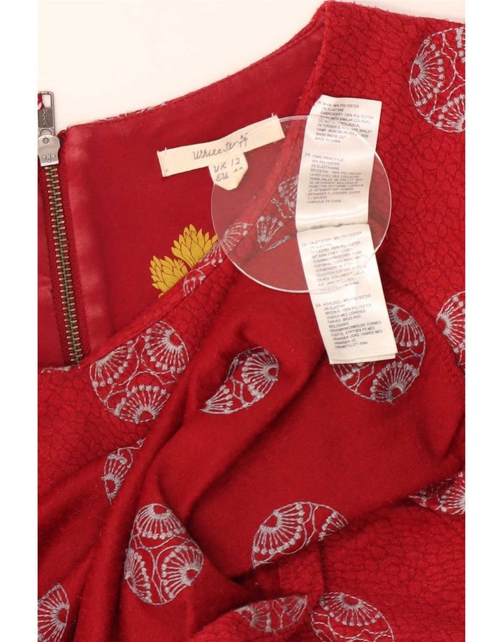 White Stuff Γυναικείο Φόρεμα με μανίκια 3/4 Basic UK 12 Medium Red Geometric