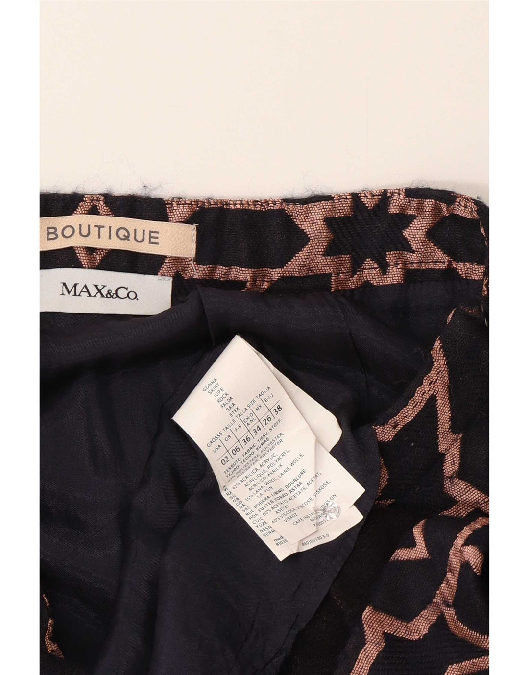 Max&Co. Γυναικεία Μίνι Φούστα UK 6 XS W26 Navy Blue Geometric Polyester