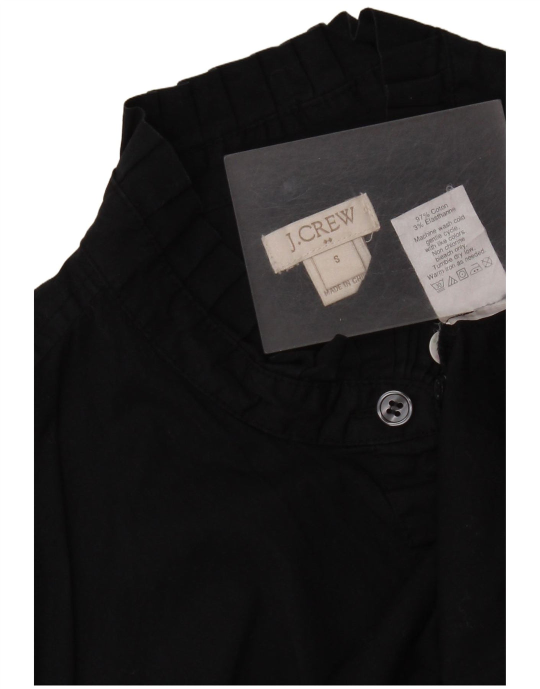 J. Crew Γυναικείο πουκάμισο με βολάν μπροστά UK 10 Small μαύρο βαμβακερό