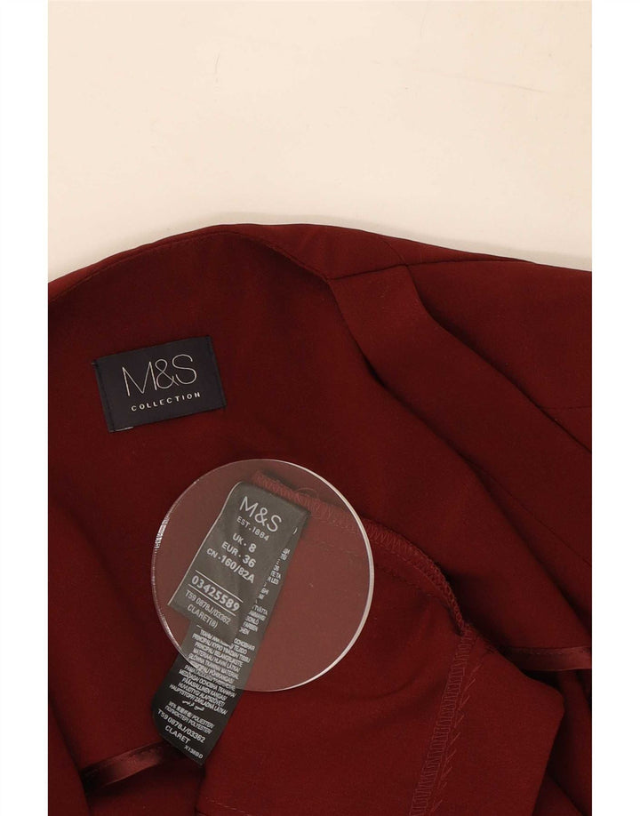 Marks & Spencer Γυναικείο Open Blazer Jacket UK 8 Small Burgundy Polyester
