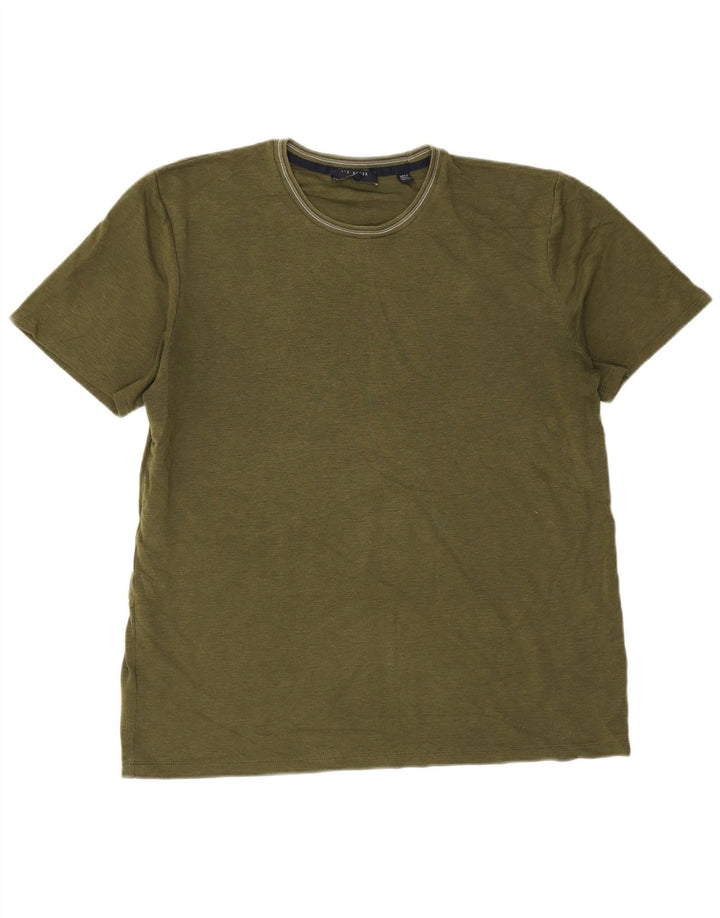 Ανδρικό T-Shirt Ted Baker Top Size 4 Large Χακί Βαμβακερό