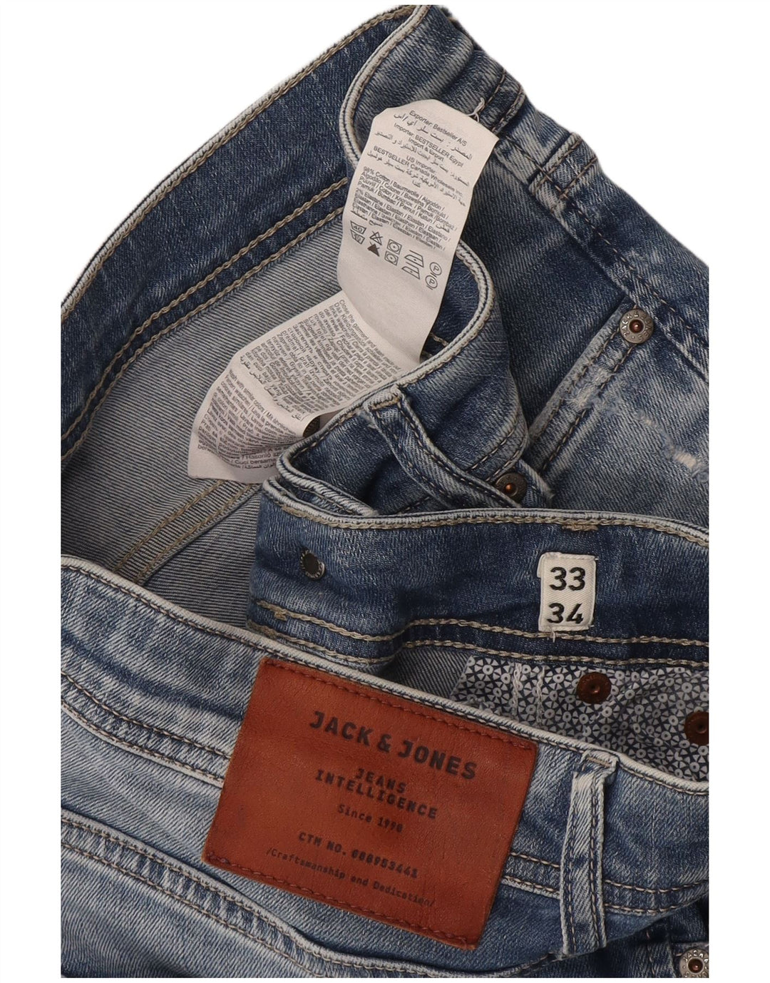 Ανδρικό Jack & Jones Distressed Slim Jeans W33 L34 Μπλε βαμβακερό