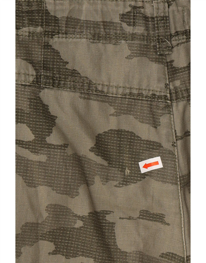 BENETTON Boys Cargo Short 13-14 Years 3XL W30 Khaki Camouflage Cotton