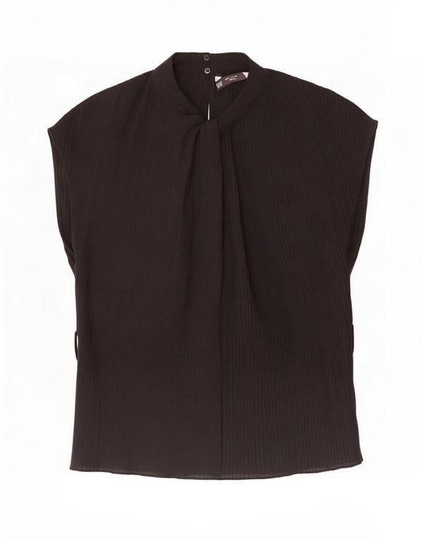 Zara Γυναικεία Αμάνικη Μπλούζα Oversized Top UK 10 Small Black Polyester