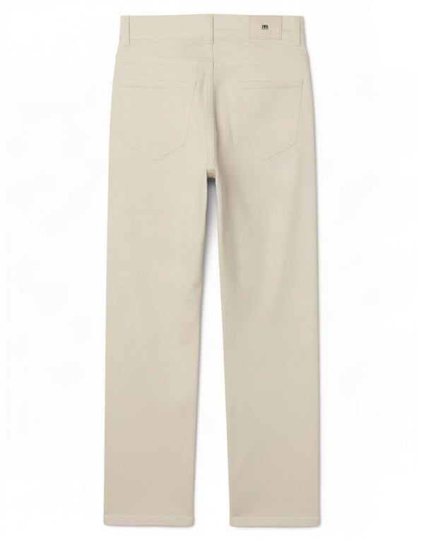 Zara Γυναικείο Crop Straight Jeans EU 38 Small W28 L24 Λευκό