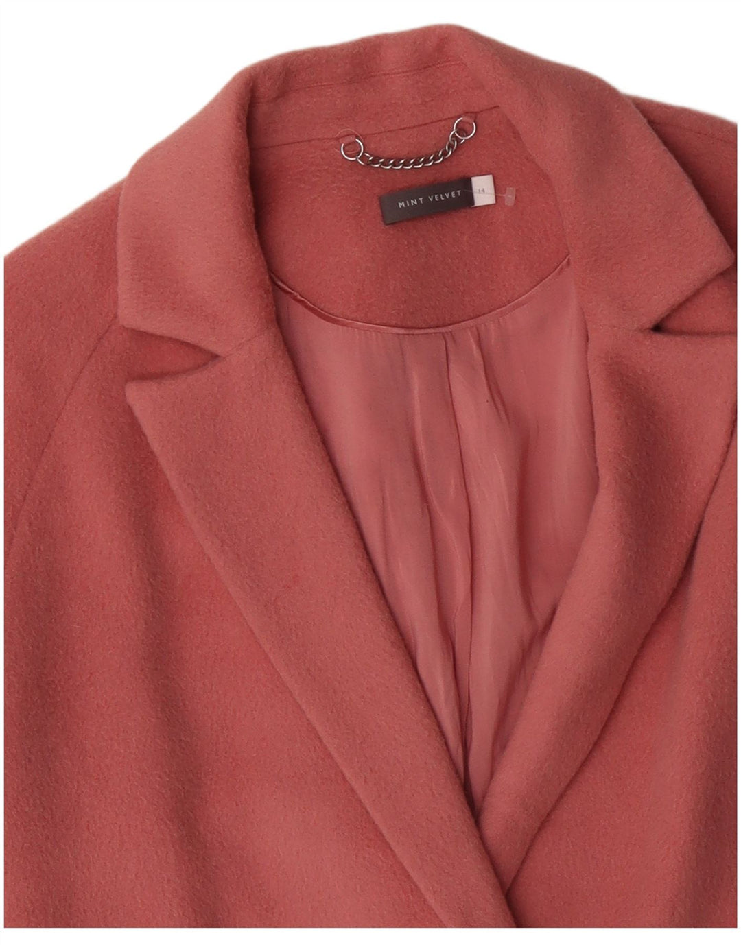 MINT VELVET Γυναικείο ανοιχτό πανωφόρι UK 14 μεγάλο ροζ μαλλί