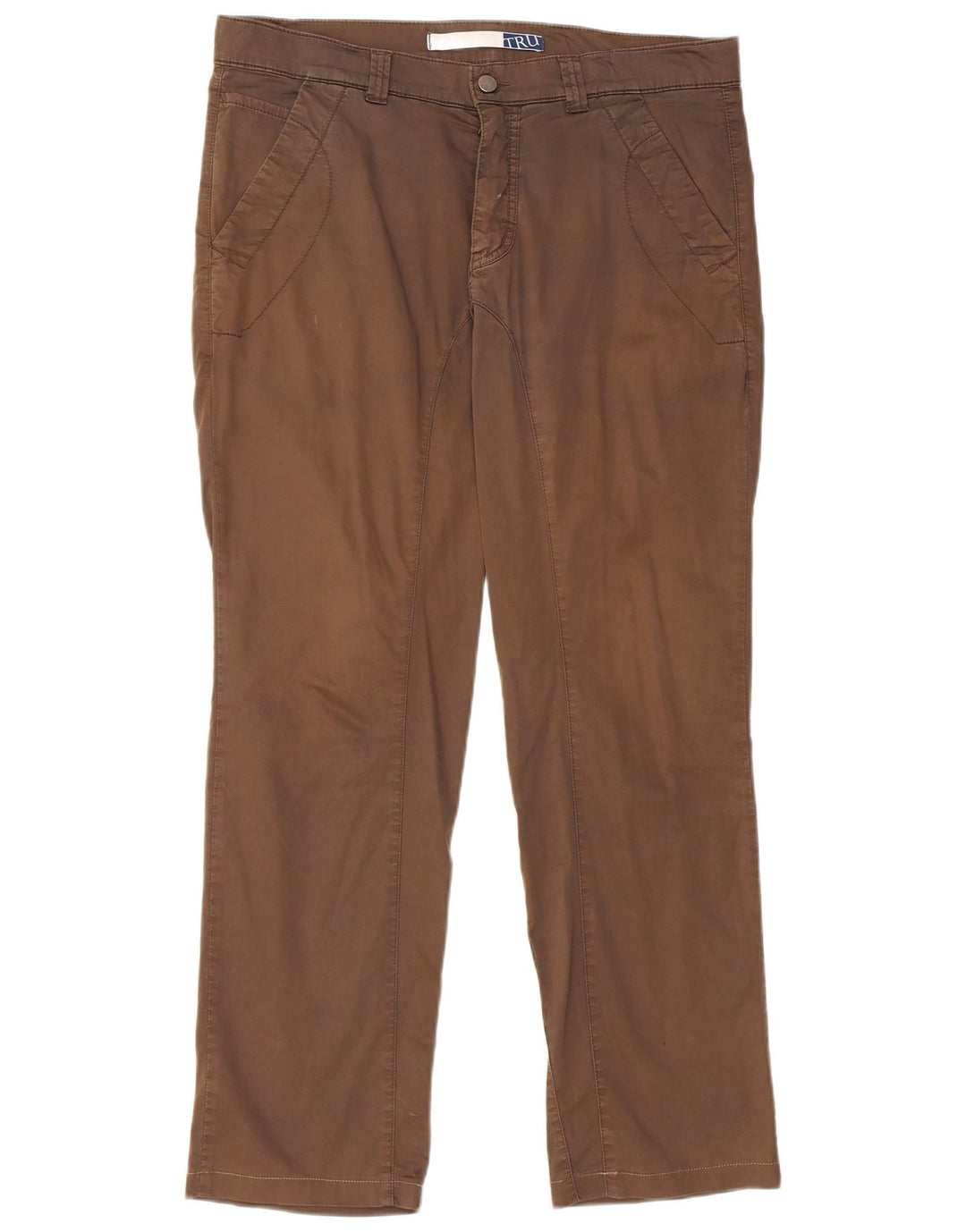 TRUSSARDI Γυναικείο ίσιο παντελόνι Chino IT 52 2XL W36 L32 Καφέ βαμβακερό