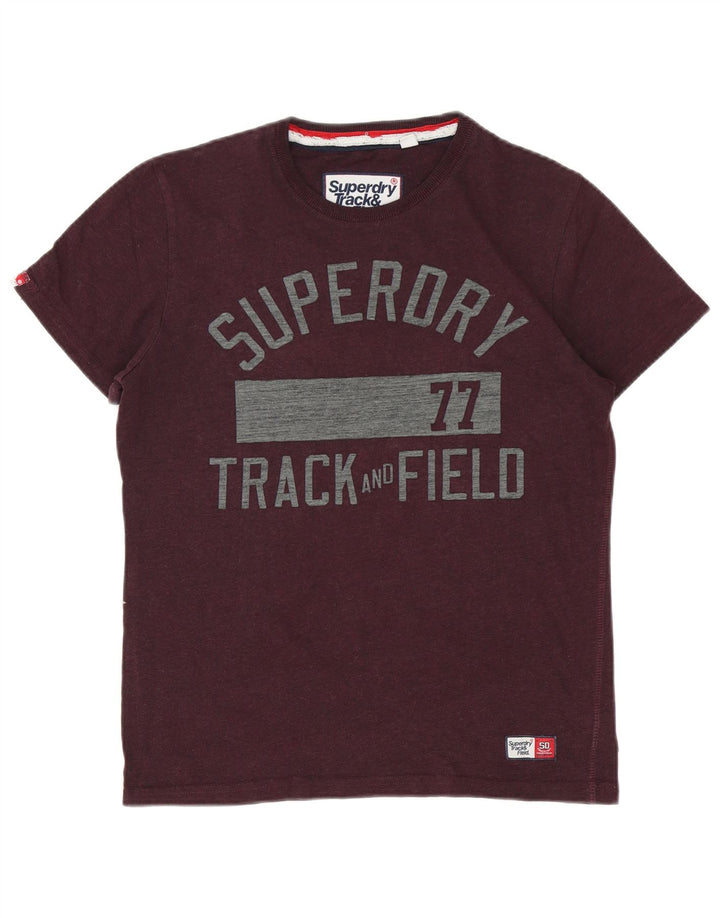 Ανδρικό γραφικό μπλουζάκι Superdry Top από μεσαίο μπορντό βαμβάκι