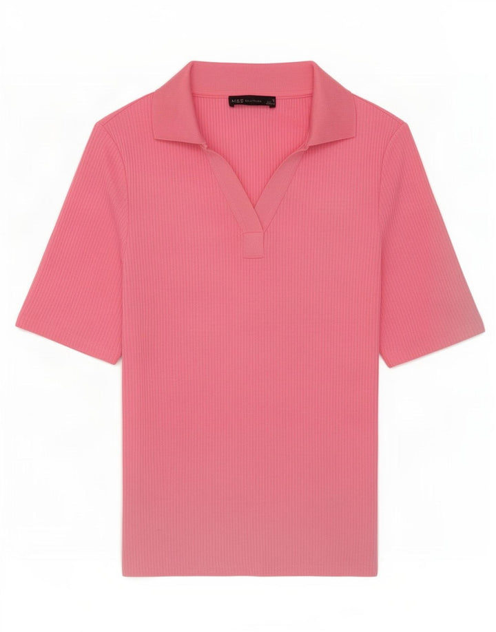 Marks & Spencer Γυναικείο πουκάμισο πόλο UK 12 Medium Pink Polyester