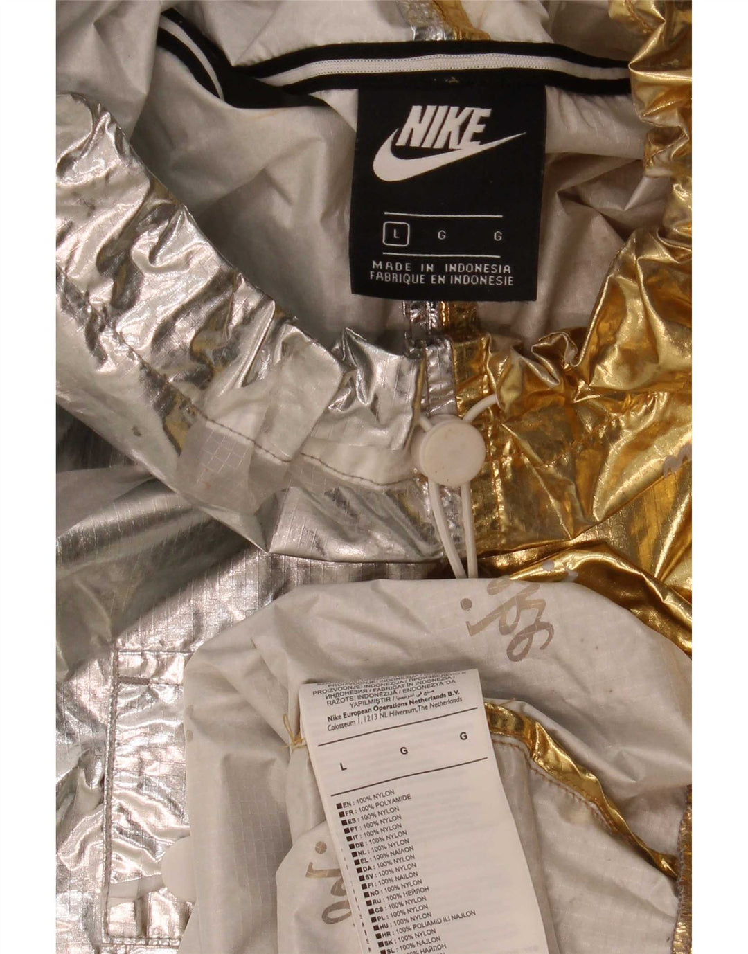 Γυναικείο γραφικό υπερμεγέθη σακάκι Nike Anorak UK 16 Μεγάλο ασημί μπλοκ χρώματος