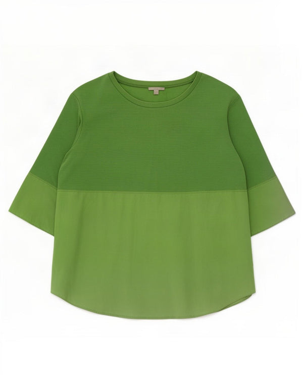 Cos Womens Relaxed Fit Top 3/4 Sleeve UK 16 Large Green Colourblock