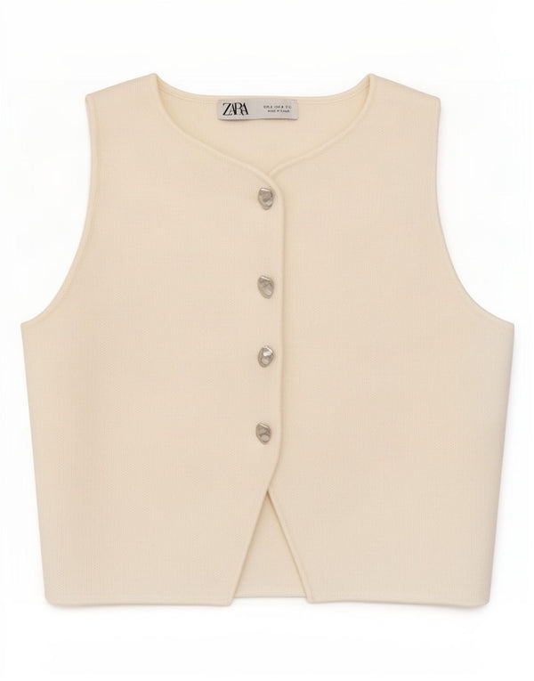 Zara Γυναικείο Γιλέκο UK 8 Small White