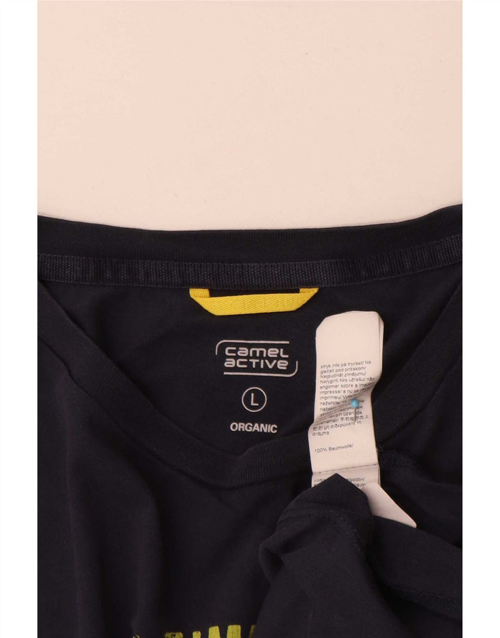 Camel Active Ανδρικό γραφικό T-Shirt Top Large Navy Blue από βαμβάκι