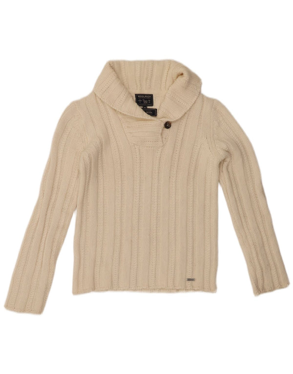 WOOLRICH Γυναικείο πουλόβερ με σάλι λαιμό UK 12 Medium White