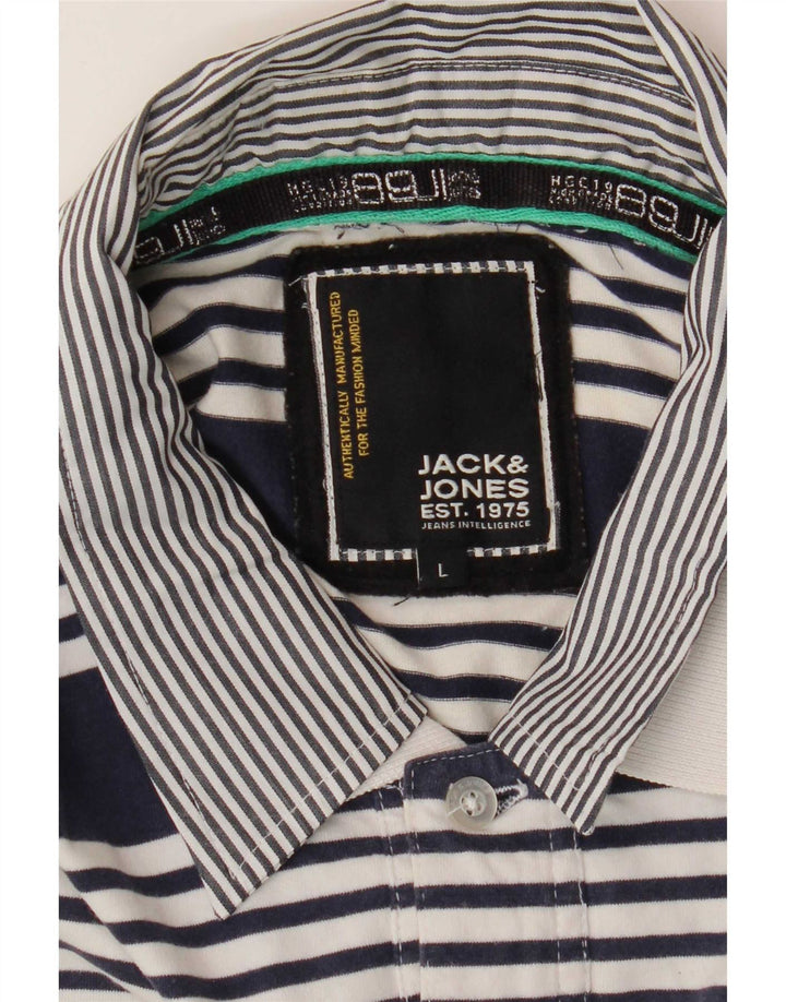 Jack & Jones Ανδρικό πουκάμισο πόλο μεγάλο μπλε ριγέ