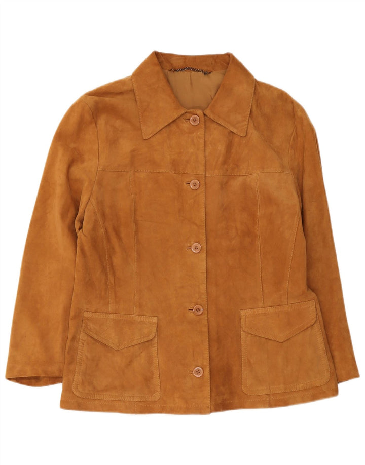 Vintage Γυναικείο Suede Jacket UK 14 Medium Beige Leather