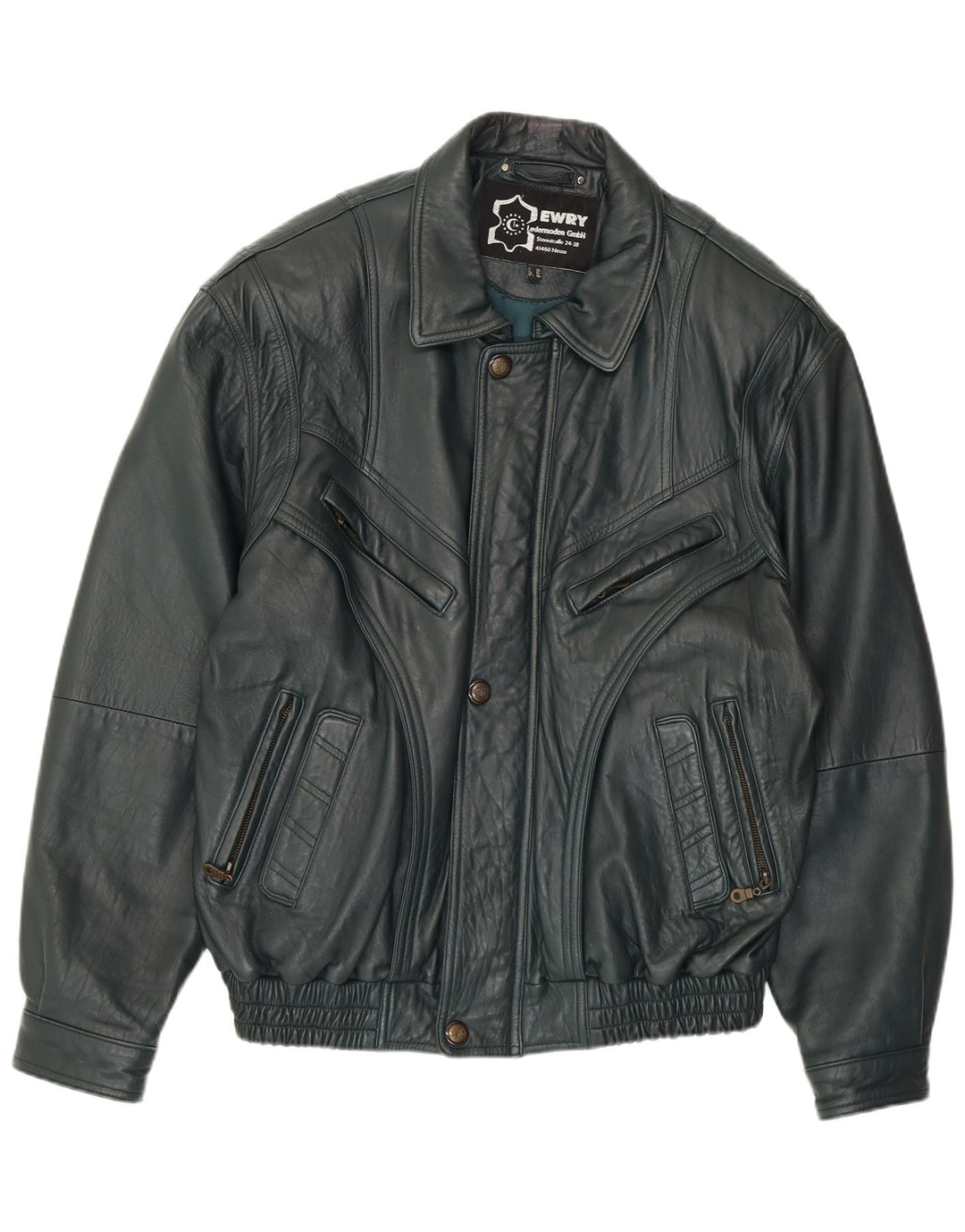 VINTAGE Ανδρικό Δερμάτινο Μπουφάν EU 56 3XL Πράσινο Δερμάτινο