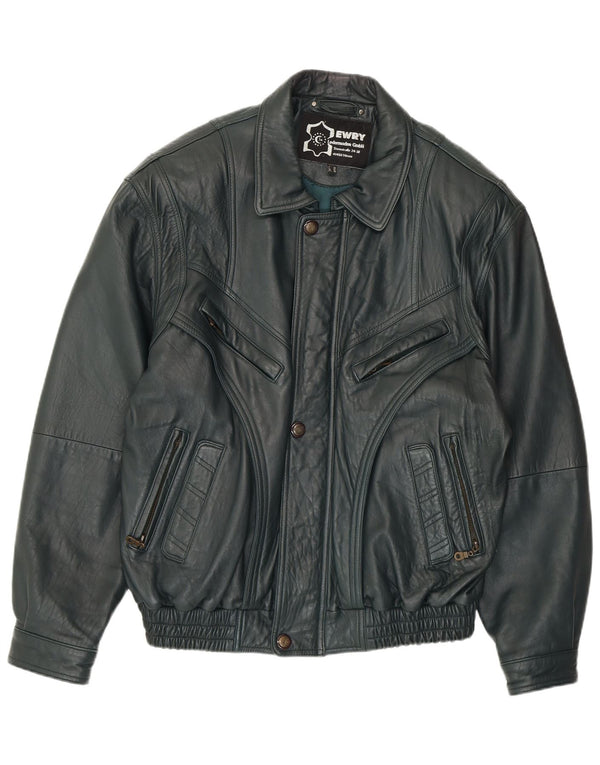 VINTAGE Ανδρικό Δερμάτινο Μπουφάν EU 56 3XL Πράσινο Δερμάτινο