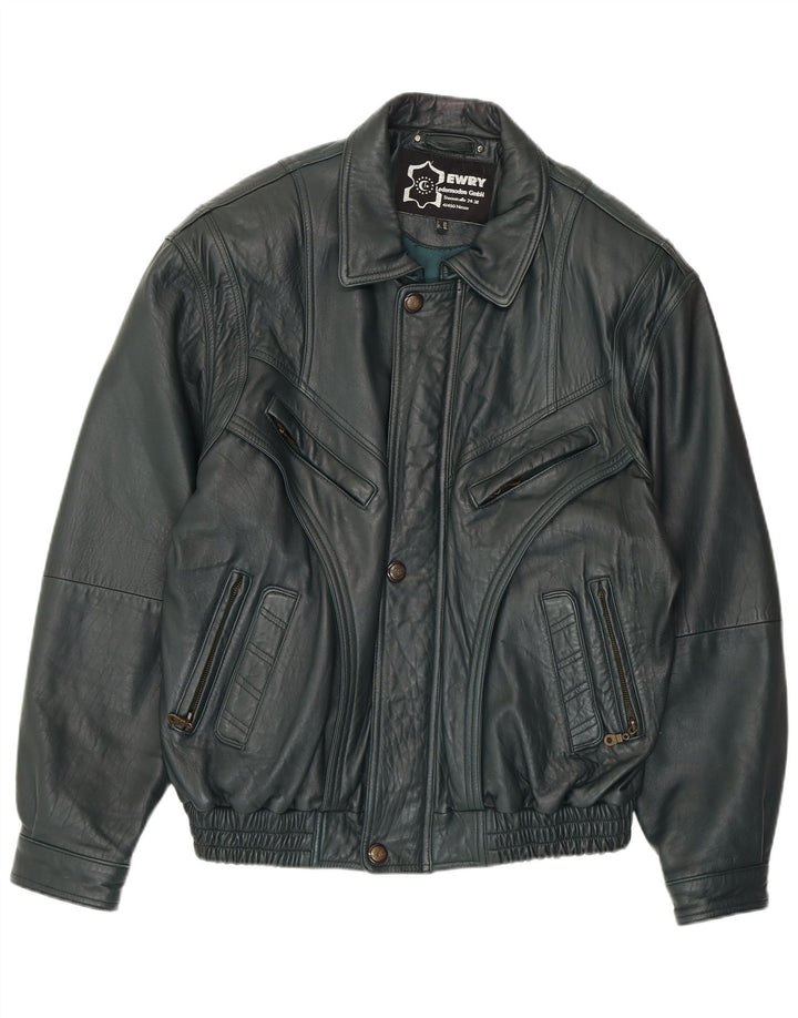 VINTAGE Ανδρικό Δερμάτινο Μπουφάν EU 56 3XL Πράσινο Δερμάτινο