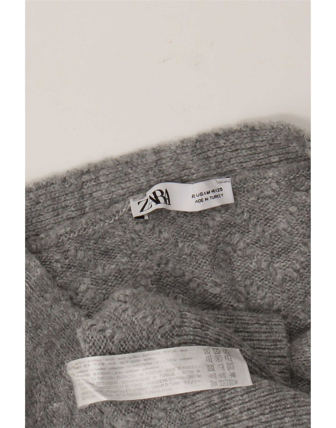 Zara Γυναικεία Ζακέτα Crop UK 14 Ακρυλικό μεσαίου γκρι