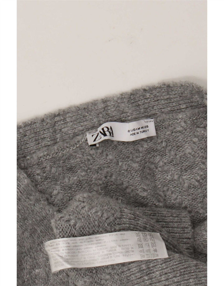 Zara Γυναικεία Ζακέτα Crop UK 14 Ακρυλικό μεσαίου γκρι