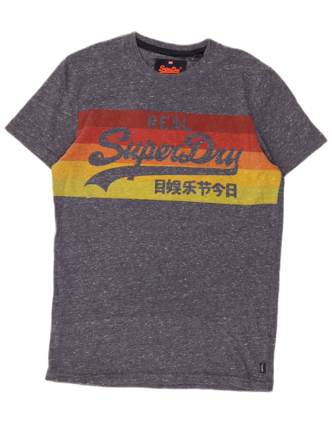 Ανδρικό γραφικό μπλουζάκι Superdry, βαμβακερό μικρό μπλε φλοκωμένο