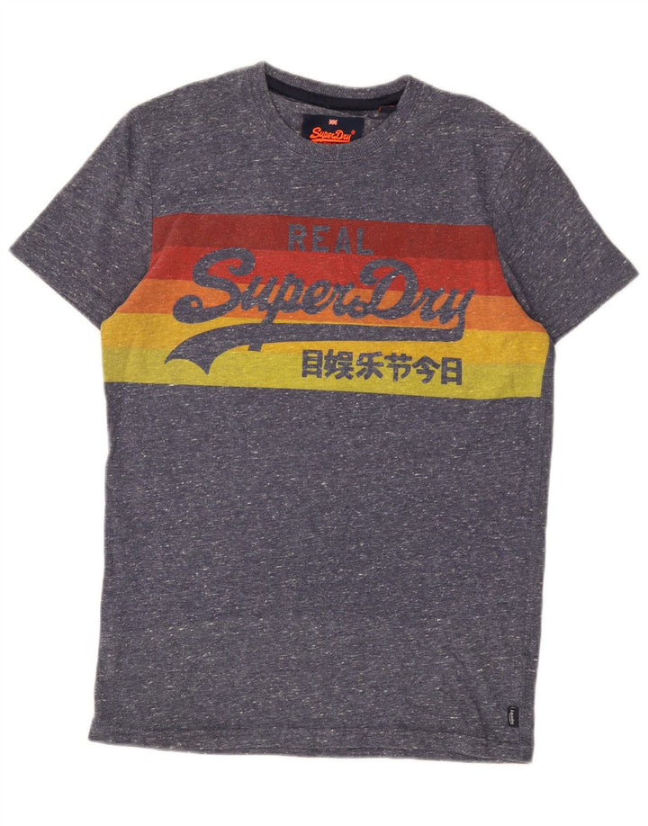 Ανδρικό γραφικό μπλουζάκι Superdry, βαμβακερό μικρό μπλε φλοκωμένο