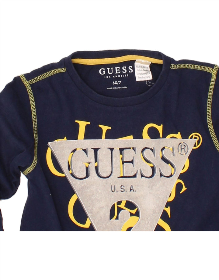 GUESS Boys Graphic Top Long Sleeve 6-7 Years Navy Blue Cotton Vintage Guess and Second-Hand Guess from Messina Hembry 