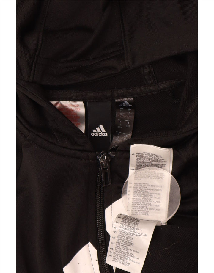 Γραφικό πουλόβερ με κουκούλα ADIDAS για κορίτσια 11-12 ετών μαύρο πολυεστέρα