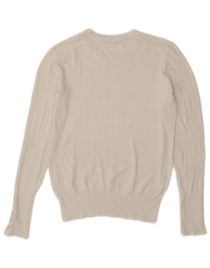Zara Γυναικείο πουλόβερ με λαιμόκοψη UK 12 Medium White