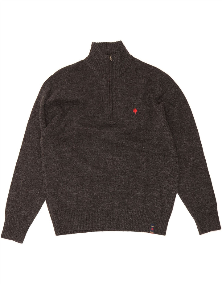 CANADA NORTH Mens Zip Neck Jumper Sweater Large Grey Flecked Acrylic Vintage Canada North and Second-Hand Canada North from Messina Hembry 