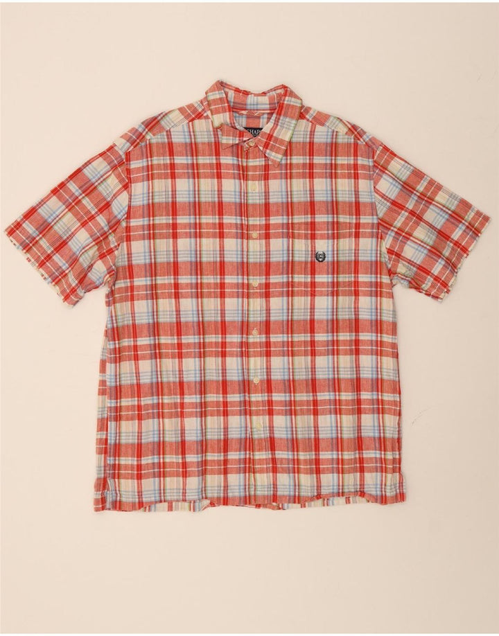 CHAPS Mens Short Sleeve Shirt Large Red Check Linen Vintage Chaps and Second-Hand Chaps from Messina Hembry 