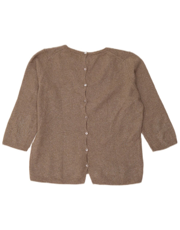 Massimo Dutti Γυναικείο πουλόβερ με 3/4 μανίκια με λαιμόκοψη UK 14 μεσαίο καφέ