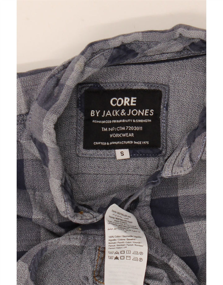 Ανδρικό φανελένιο πουκάμισο JACK & JONES Μικρό μπλε ναυτικό καρό βαμβακερό