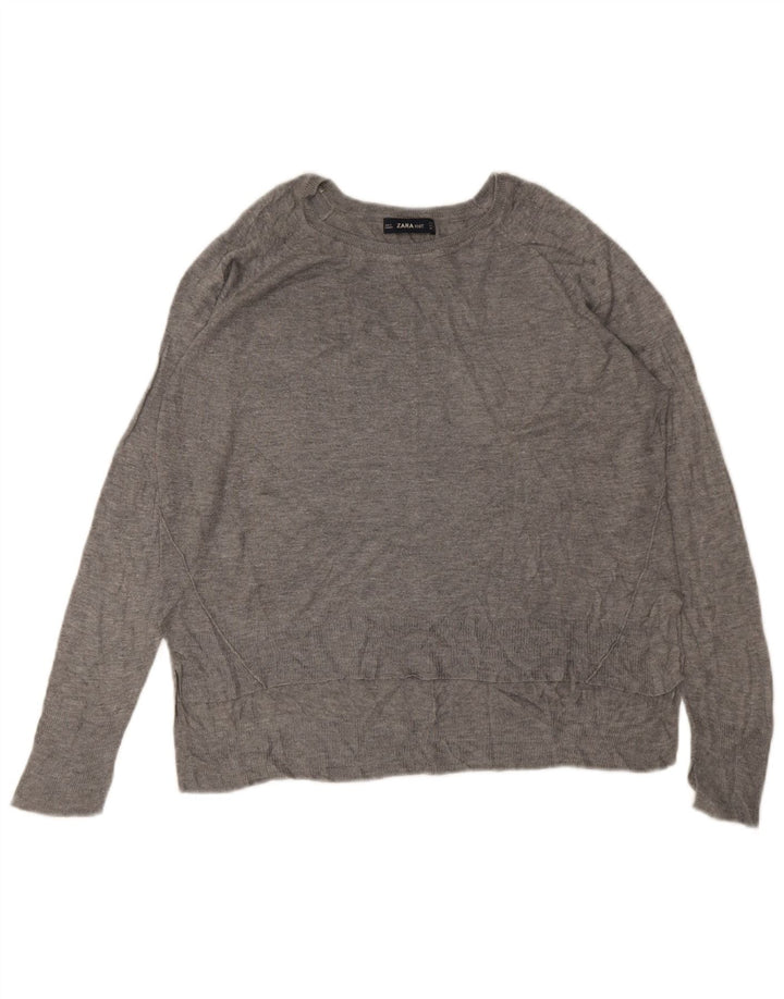 Zara Γυναικείο πουλόβερ με λαιμόκοψη UK 14 Medium Grey
