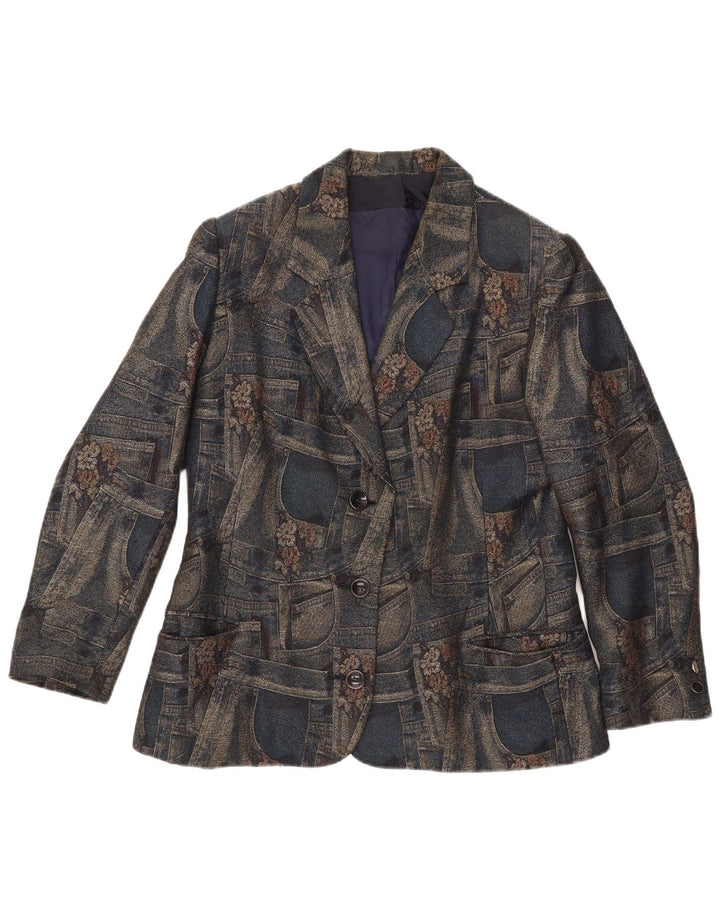 Carnet Γυναικείο μπουφάν blazer UK 14 Medium Navy Blue Floral