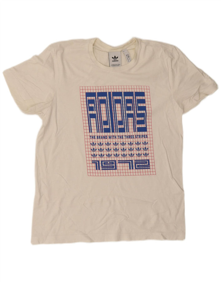 Ανδρικό γραφικό T-Shirt Adidas Top Βαμβακερό μεσαίο σε λευκό χρώμα