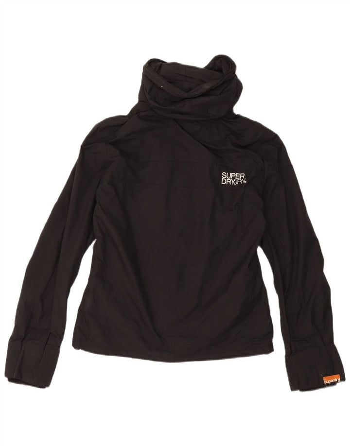 Γυναικείο μπουφάν βροχής με κουκούλα SUPERDRY 14 μεσαίο μαύρο νάιλον
