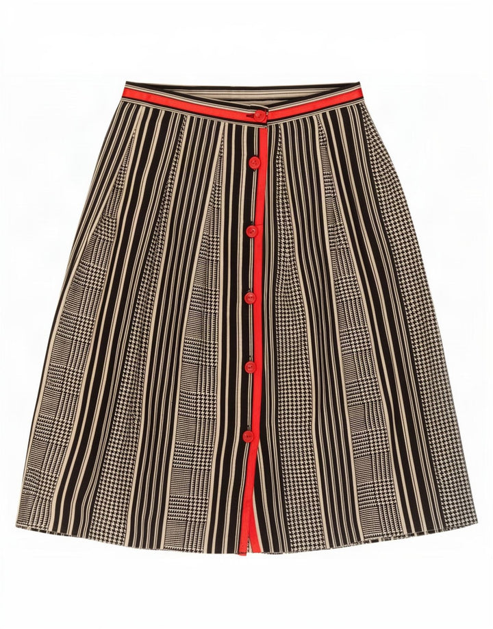Vintage γυναικεία φούστα A-Line IT 42 Medium W25 Μαύρο Houndstooth μαλλί
