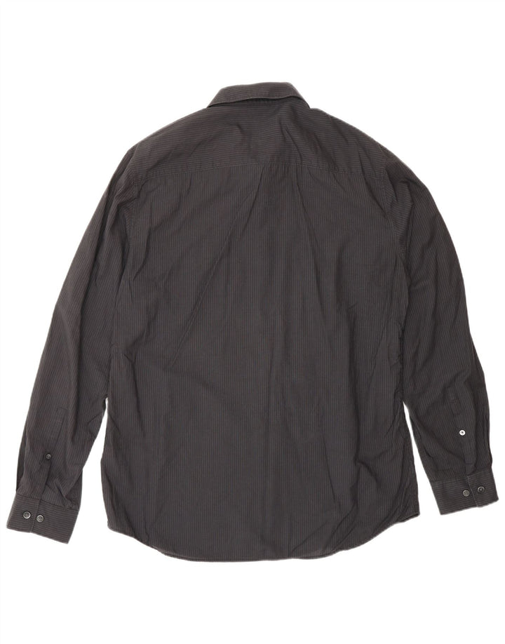 Ανδρικό πουκάμισο CALVIN KLEIN, μεσαίο μαύρο ριγέ βαμβακερό