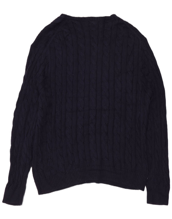 POLO RALPH LAUREN Ανδρικό πουλόβερ με λαιμό σκακιέρα 2XL μπλε βαμβακερό