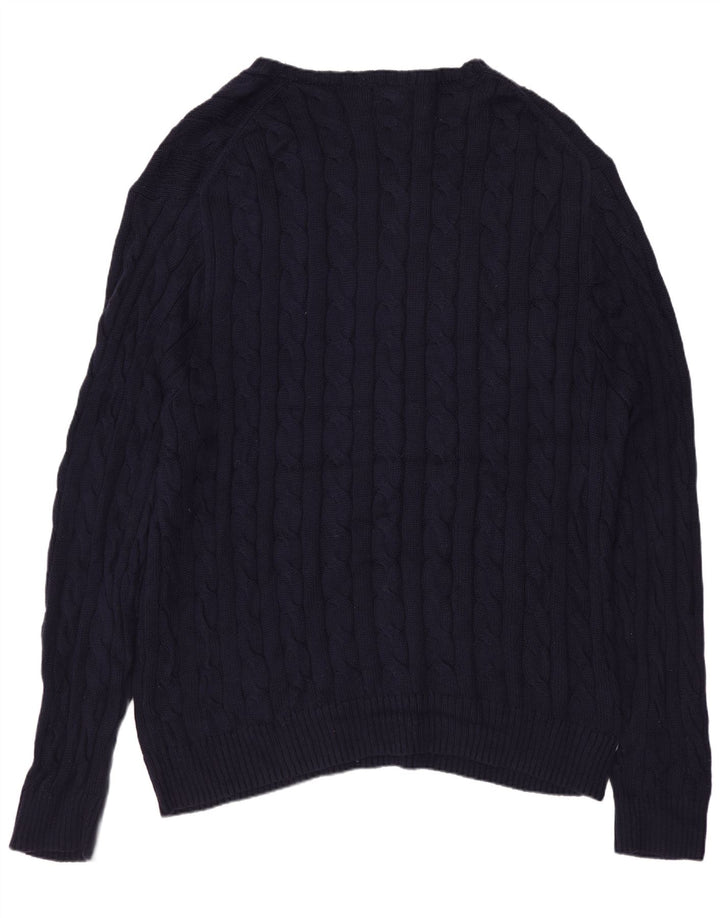 POLO RALPH LAUREN Ανδρικό πουλόβερ με λαιμό σκακιέρα 2XL μπλε βαμβακερό