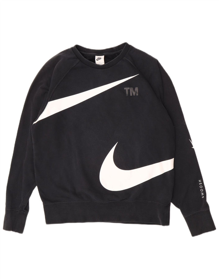 Ανδρικό γραφικό φούτερ Nike Swoosh, μεσαίο μαύρο βαμβακερό