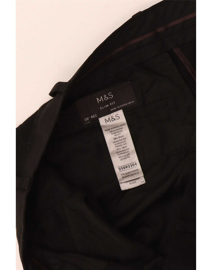 Marks & Spencer Ανδρικό Παντελόνι Κοστούμι Slim Fit W38 L28 Μαύρο πολυεστέρα