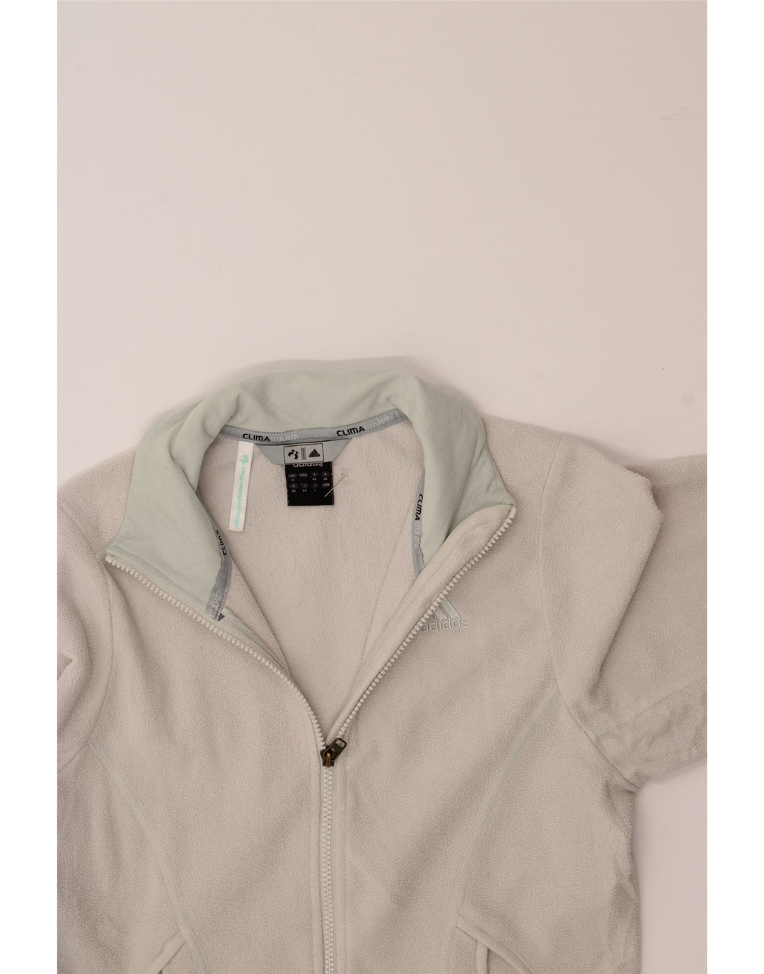 ADIDAS Womens Climawarm Fleece Jacket UK 12 Medium  White Polyester Vintage Adidas and Second-Hand Adidas from Messina Hembry 