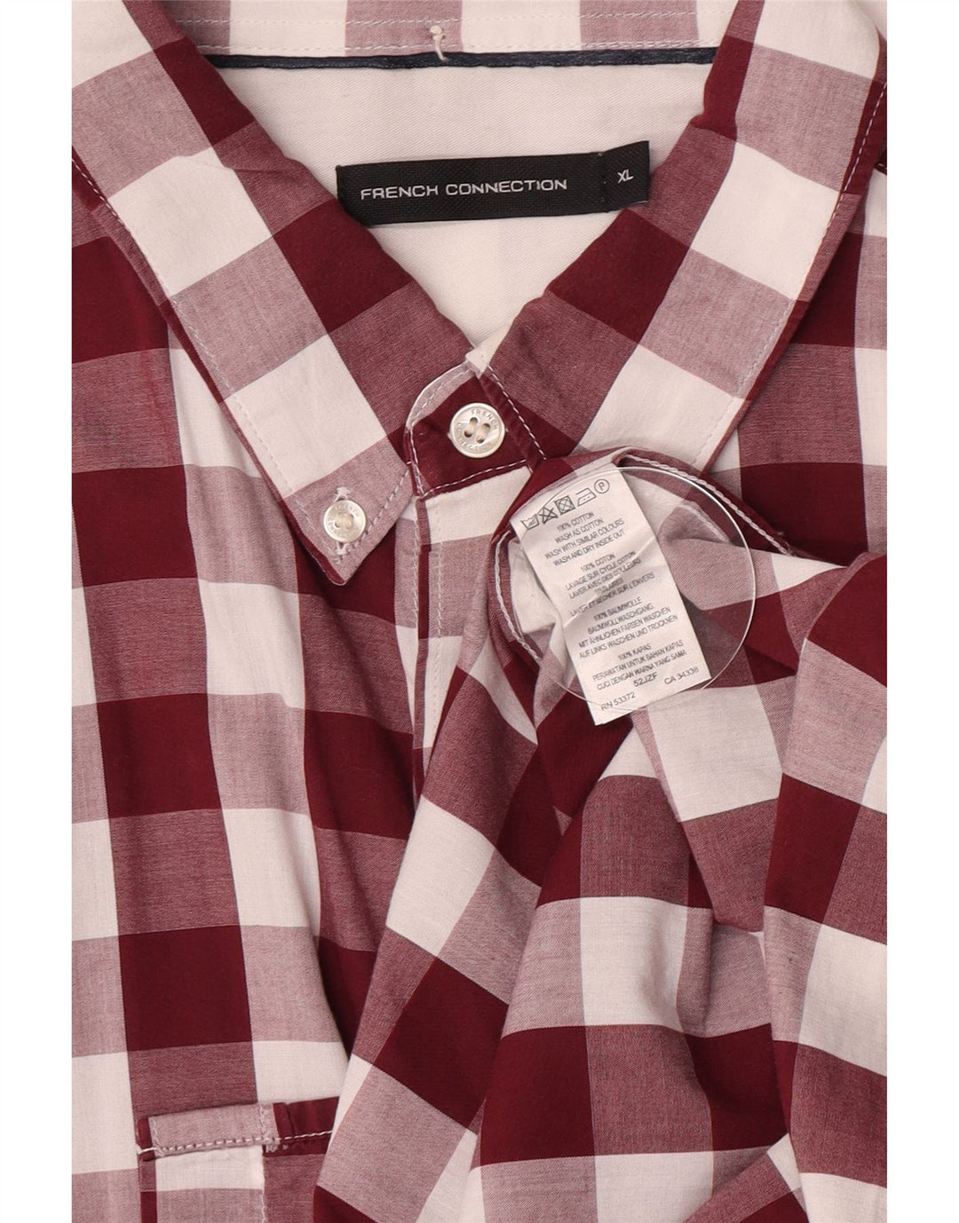 Ανδρικό πουκάμισο French Connection XL Βουργουνδί Gingham Cotton